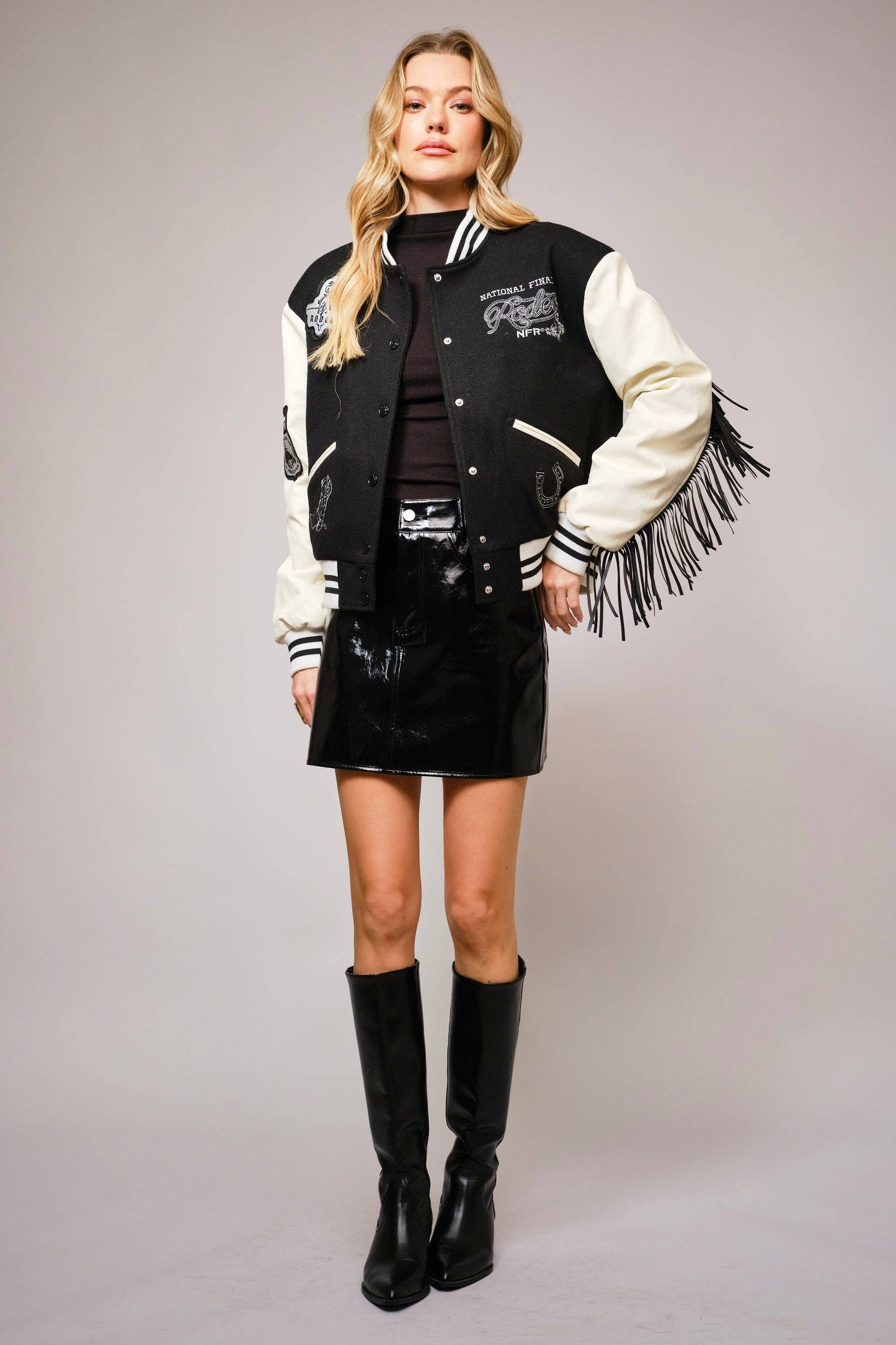 NFR Rodeo Patch Varsity Fringe Western Jacket