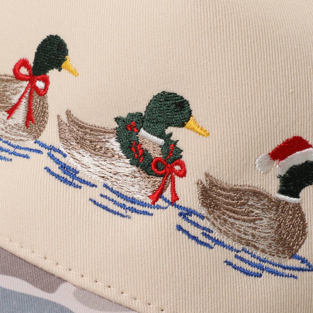 Christmas Mallard Trio Embroidered Duck Camo Trucker Hat