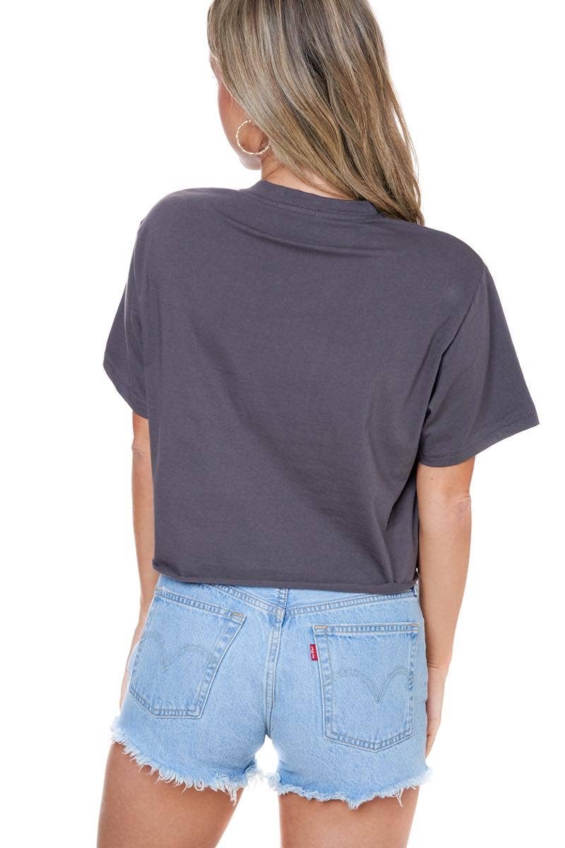 Yee Haw Americana Graphic S/S Faux Cropped Tee: ANTIQUE WHITE / L
