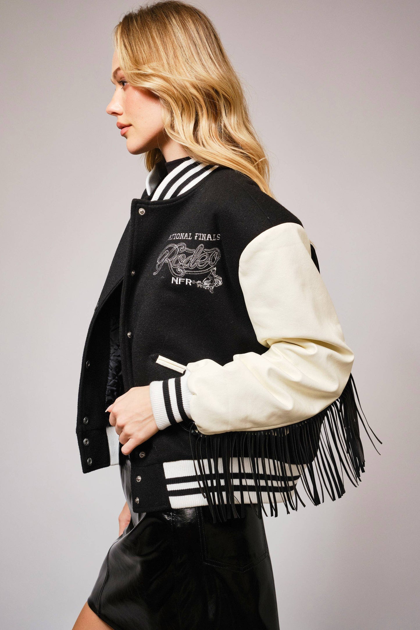 NFR Rodeo Patch Varsity Fringe Western Jacket