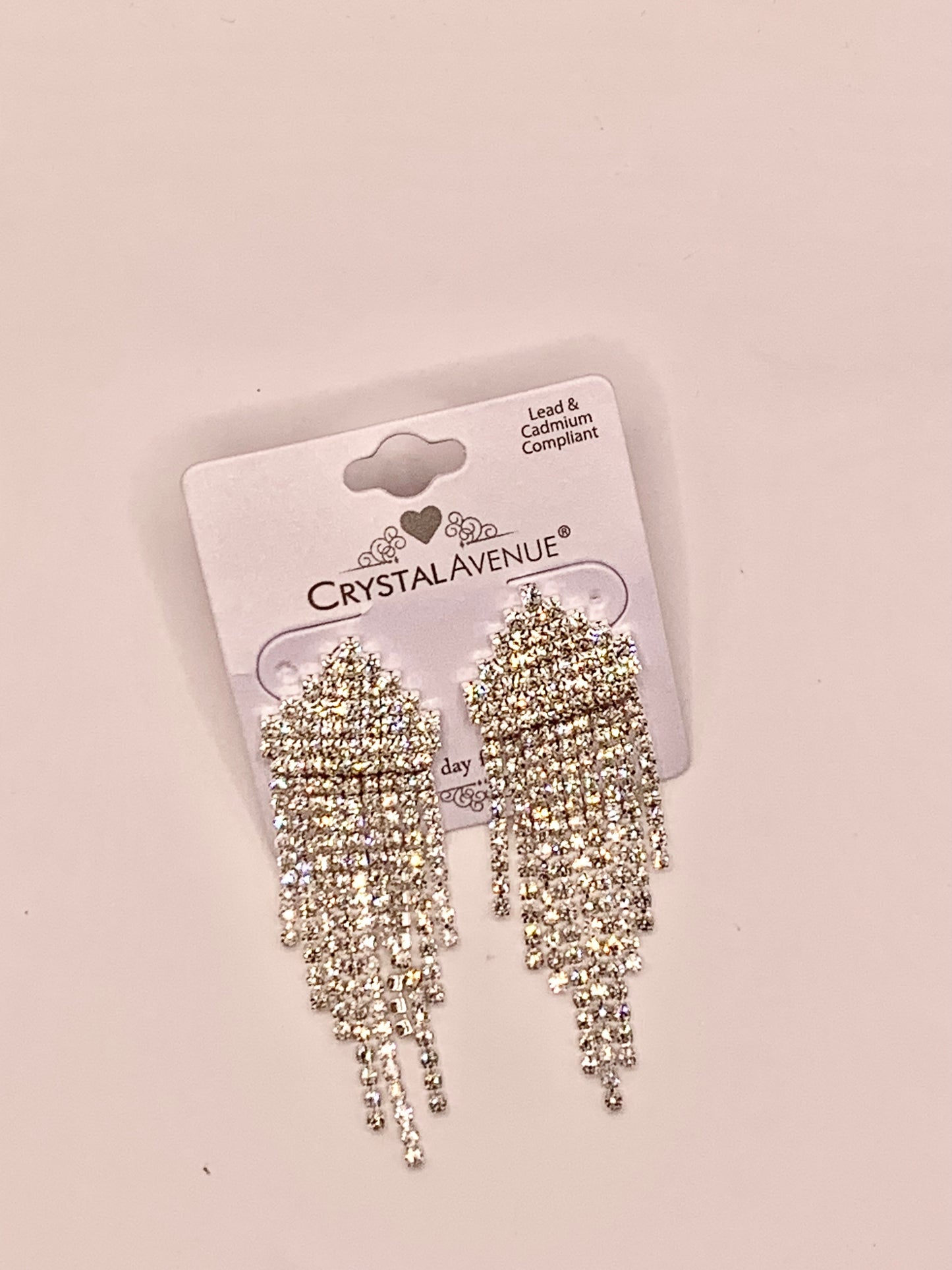 Silver Fringe Rhinestone Earrings