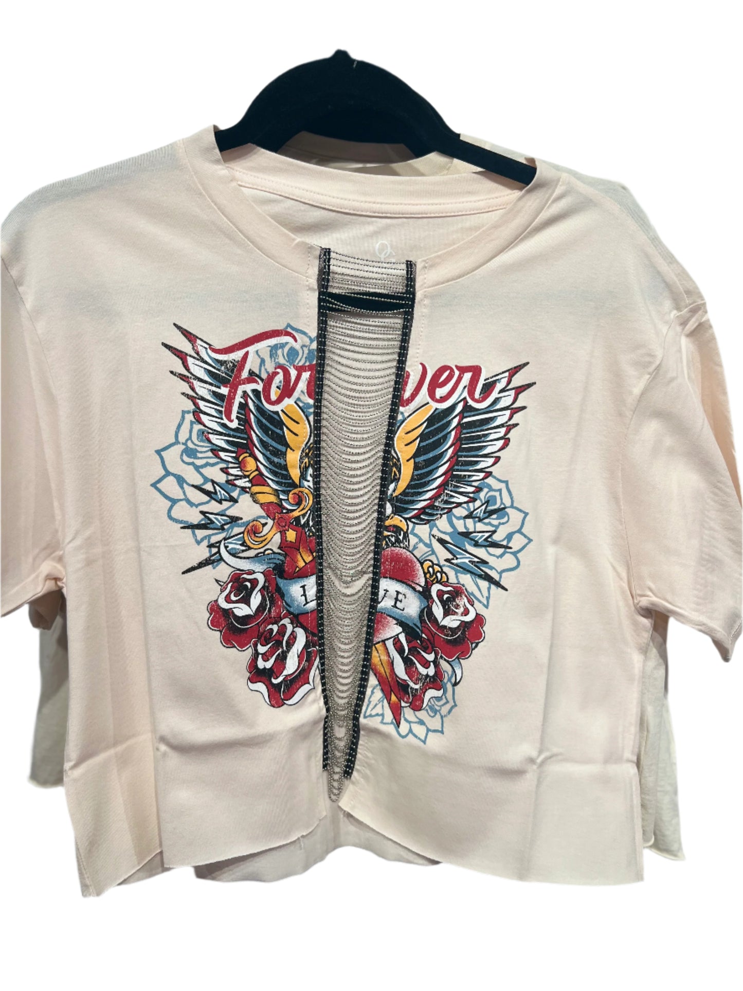 Forever Love Eagle Graphic Cutout Tee