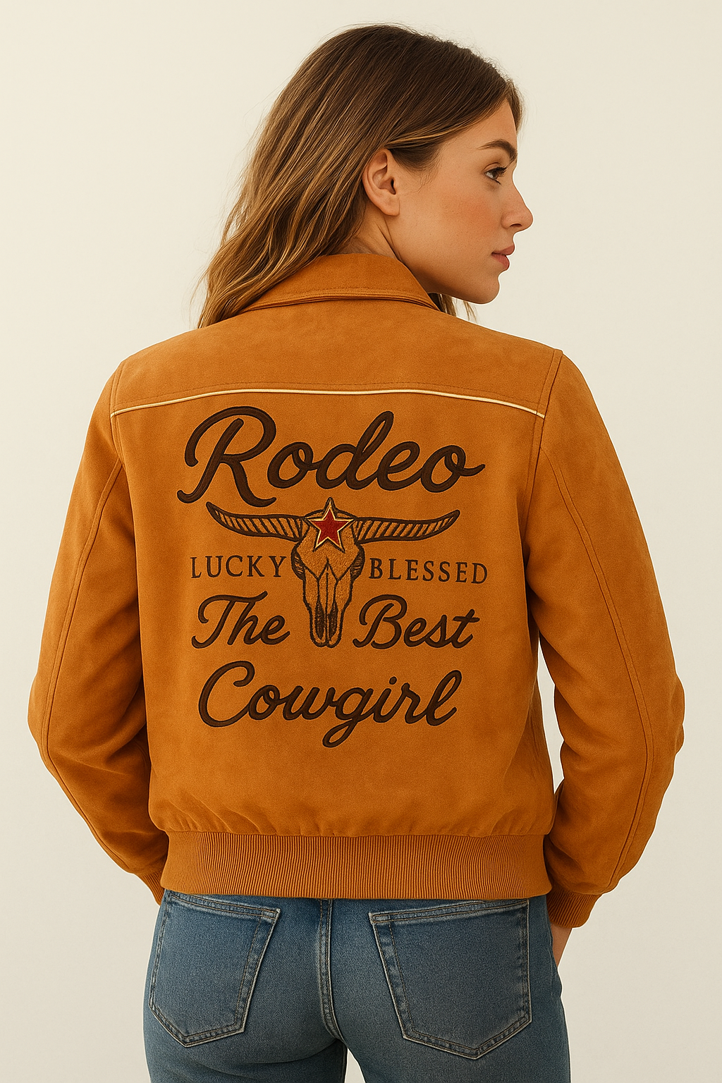 Suede Embroidered Bomber Jacket