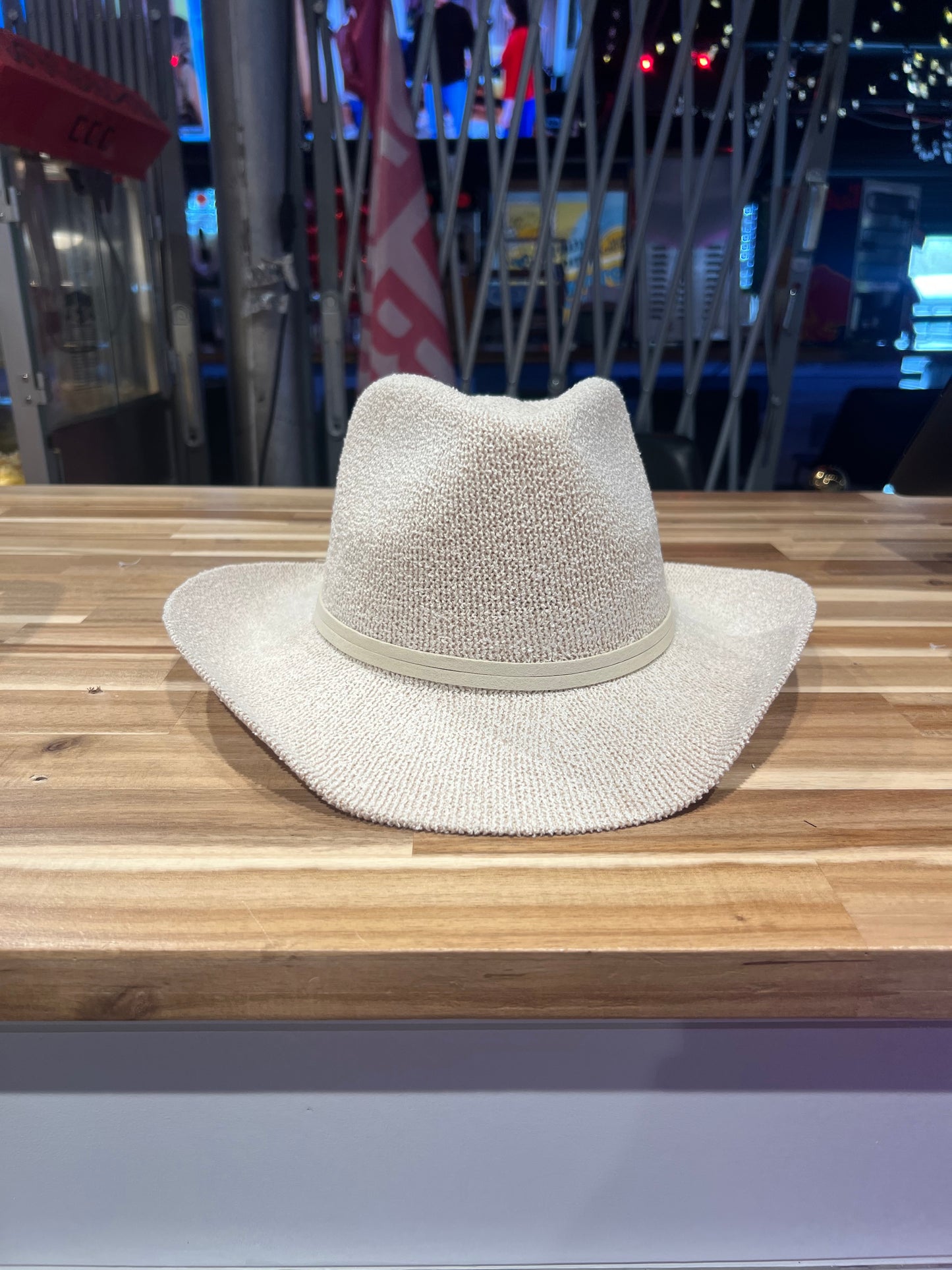 Beige Cloth Cowboy Hat