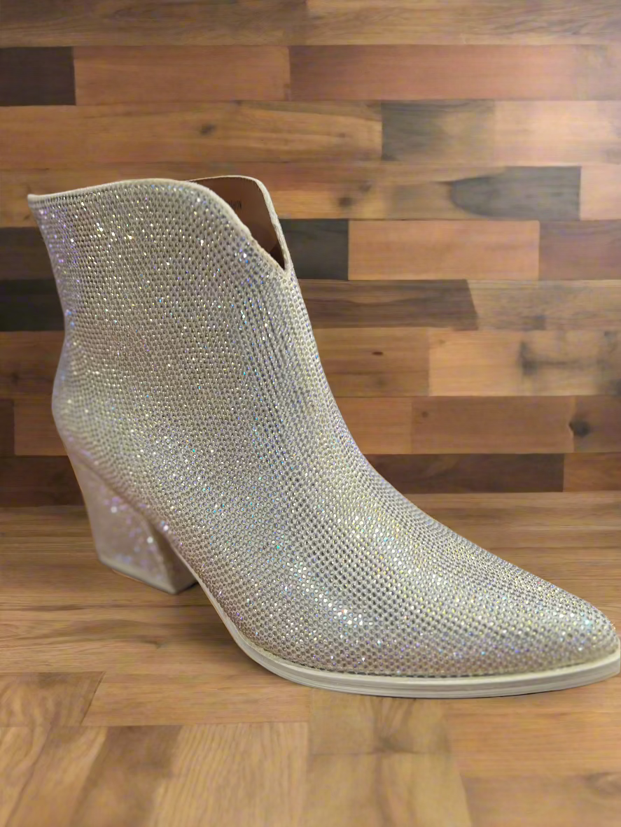 Full Silver Rhinestone Short Bootie
