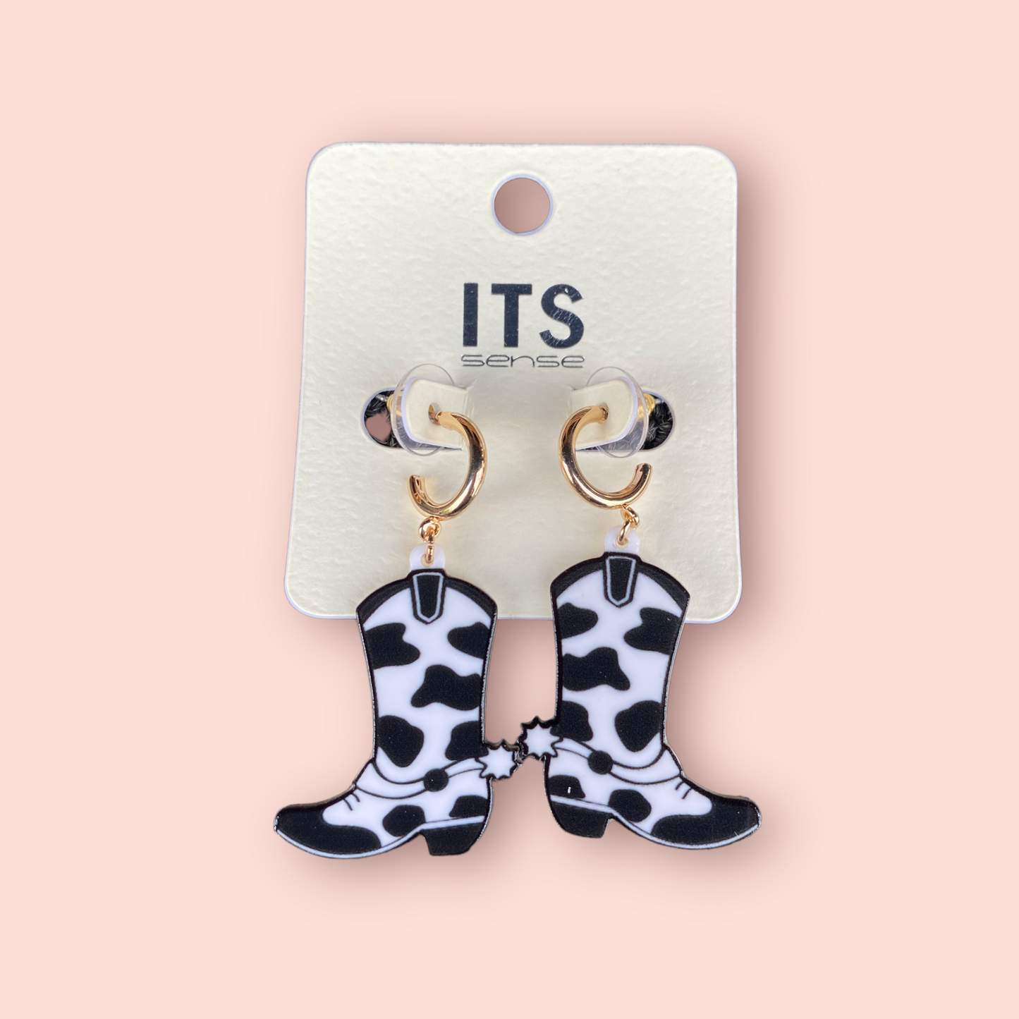 Cowboy Boot with Spurs and Hoop Earrings