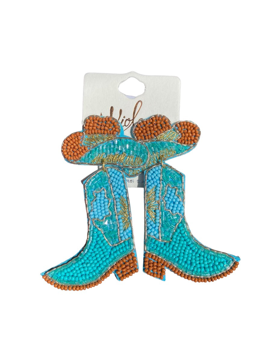 Cowgirl Boot Beaded Earrings
