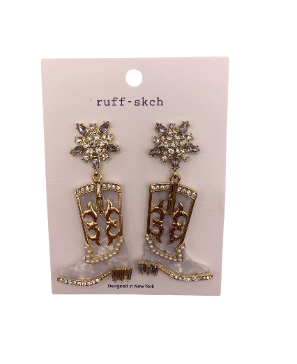 Cowgirl Boot Rhinestone Earrings