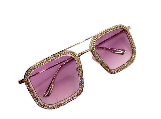 Aviator Style with Rhinestone Trim Sunglasses