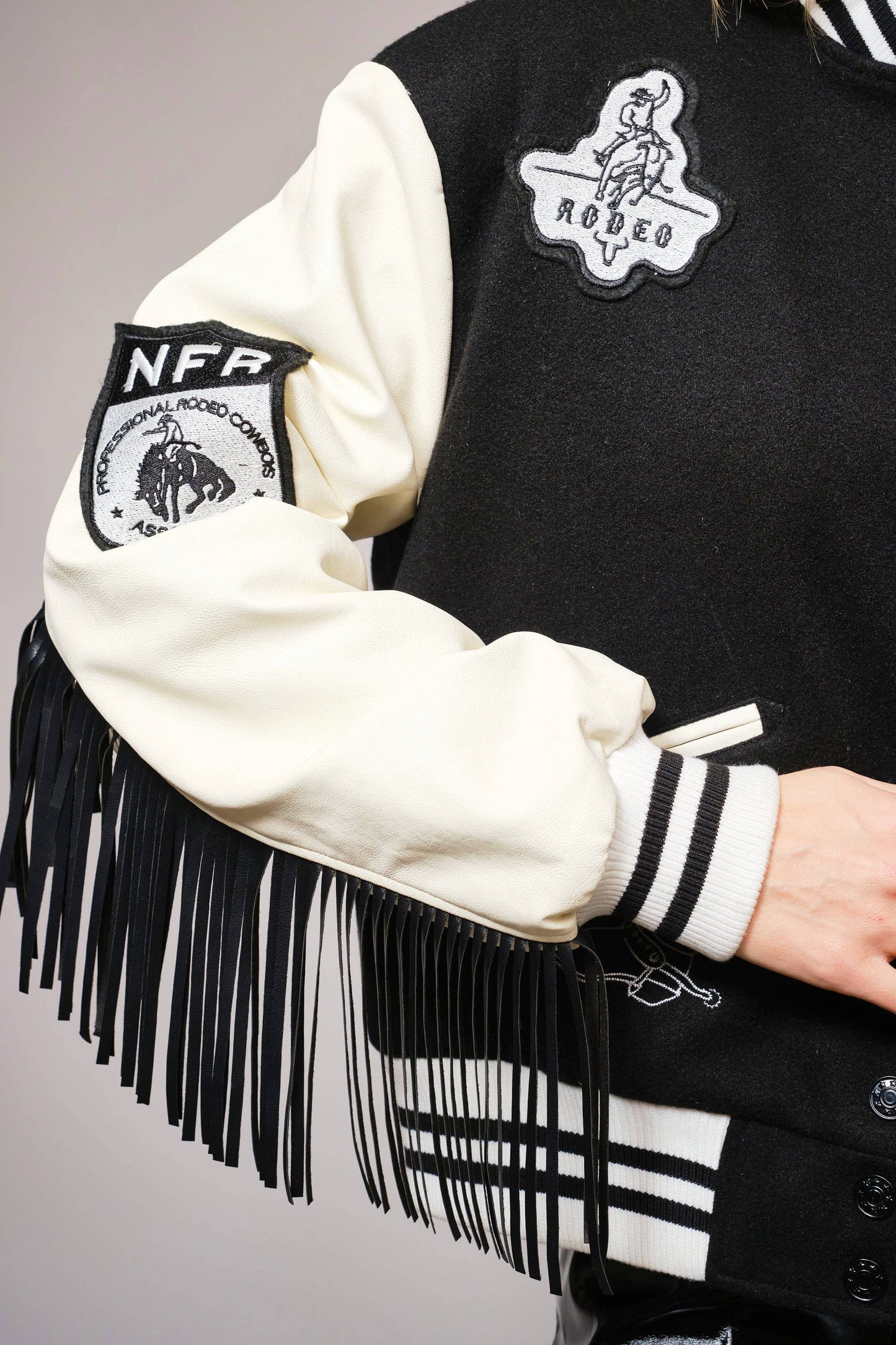 NFR Rodeo Patch Varsity Fringe Western Jacket