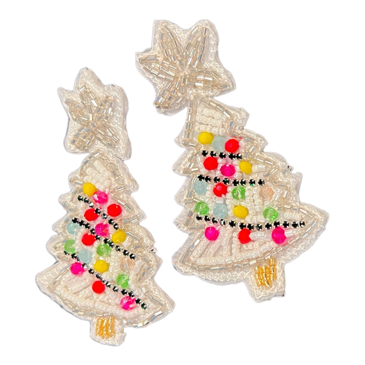 Christmas Tree Beaded Dangle Earrings