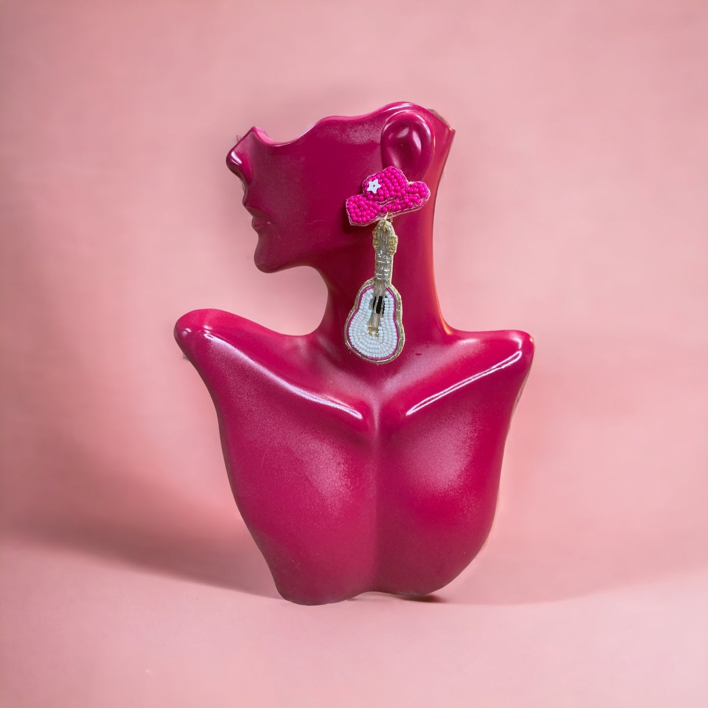 Beaded Guitar and Hat Earrings