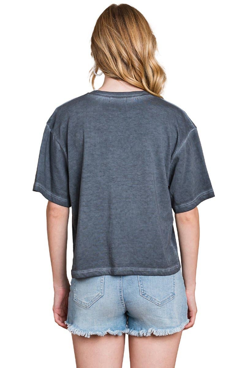 PUFF' Cow Skull Howdy Graphic Faux Crop