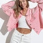 Star Rhinestone Fringe Back Elastic Denim Jacket