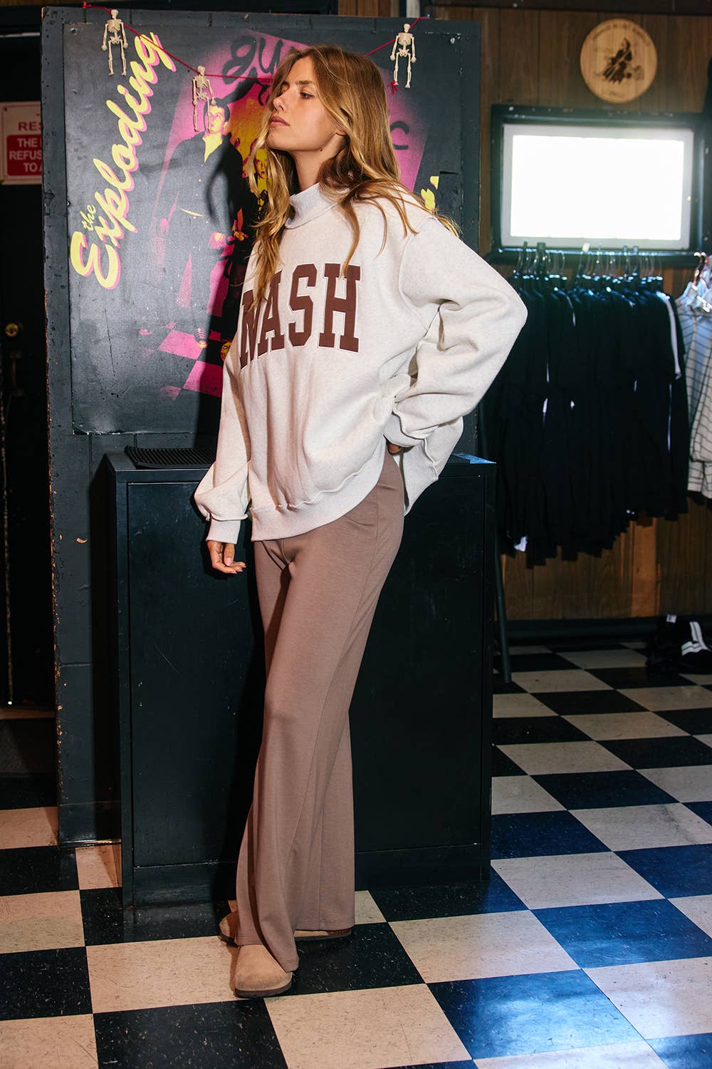 NASH |  Embroidered Mock Neck Sweatshirt
