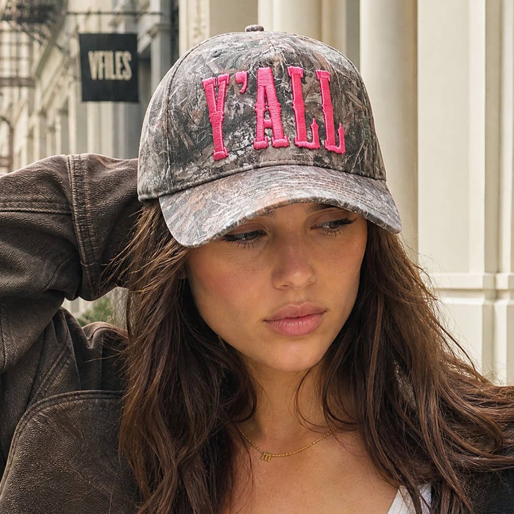 Y'ALL 3D Embroidered Camo Trucker Hat