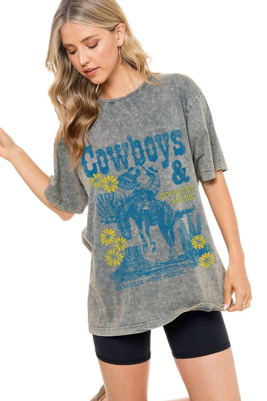 Cowboys & Country Music  Boyfriend Tee