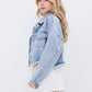 Star Rhinestone Fringe Back Elastic Denim Jacket