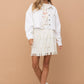 Star Rhinestone Fringe Back Elastic Denim Jacket