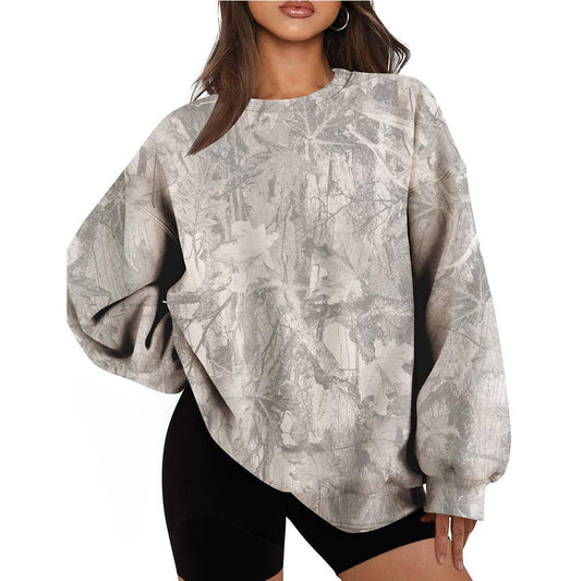 Suhkasana - Camo Branch Print Oversized Crewneck Sweatshirt