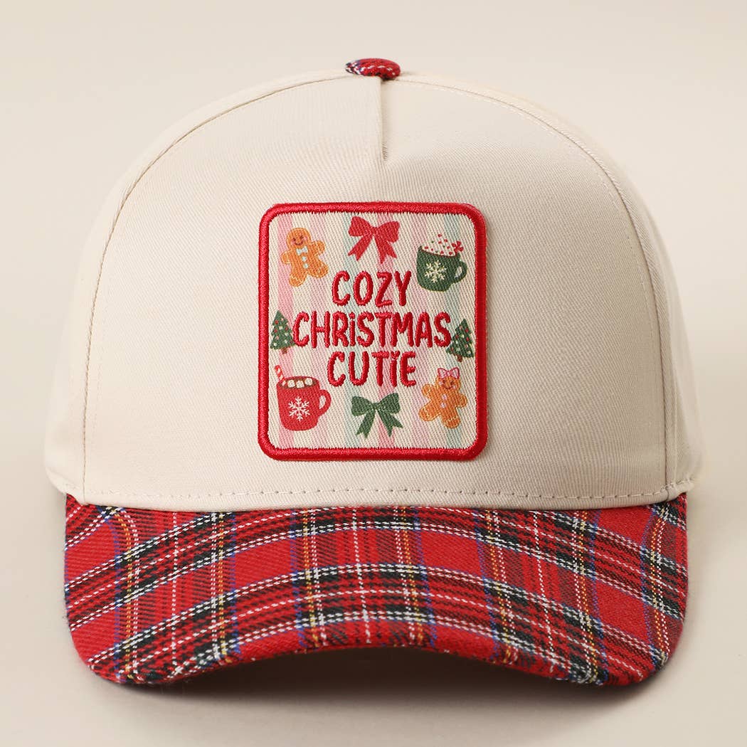 COZY CHRISTMAS CUTIE Plaid Brim Trucker Hat