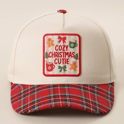 COZY CHRISTMAS CUTIE Plaid Brim Trucker Hat
