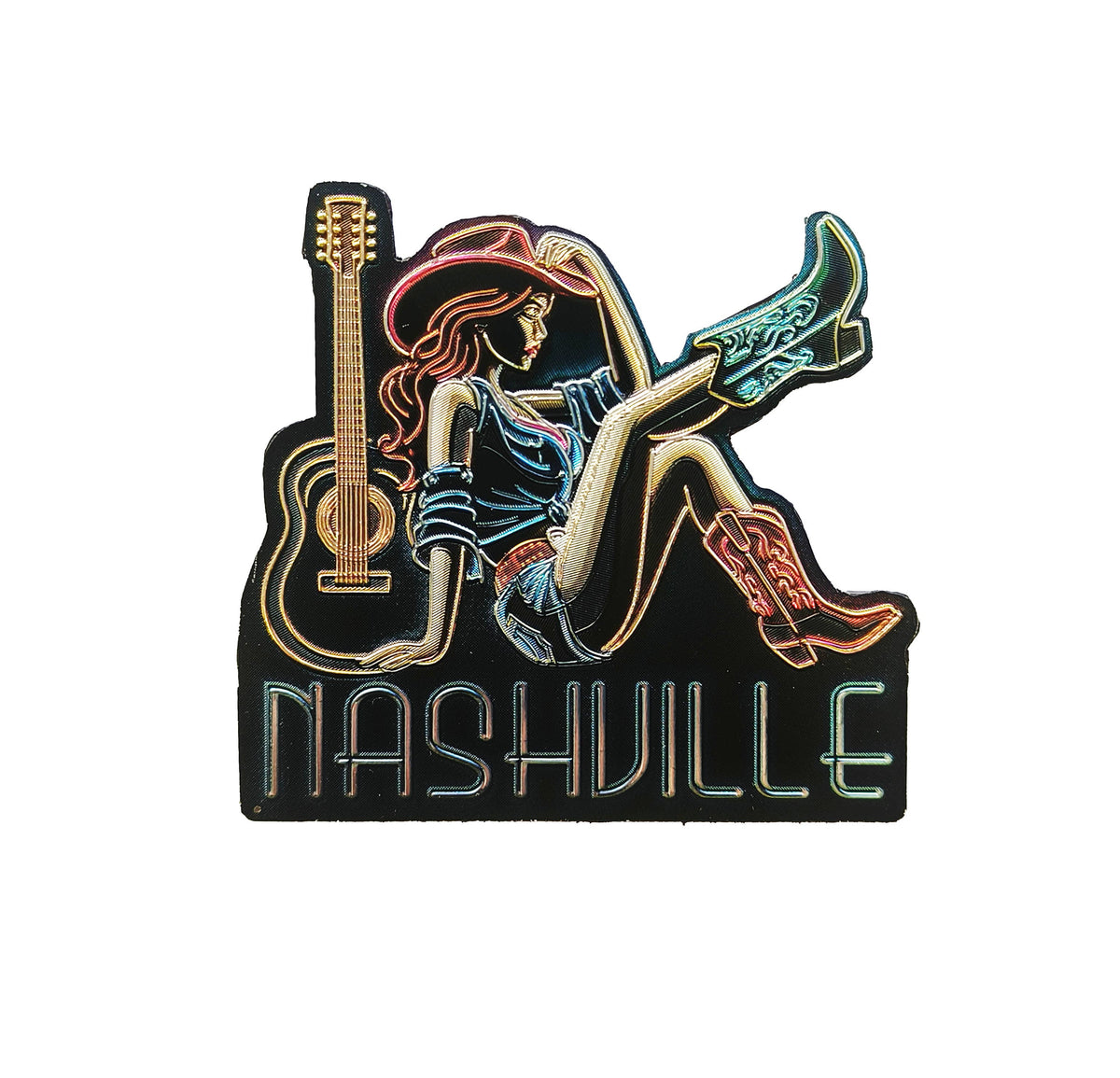 Neon Cowgirl With Guitar Nashville magnet