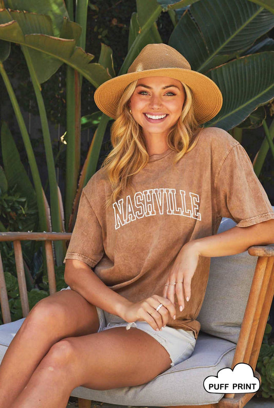 NASHVILLE Puff Print Mineral Washed Graphic Top