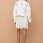 Star Rhinestone Fringe Back Elastic Denim Jacket