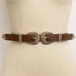 Double Buckle Faux Leather Western Style Belt