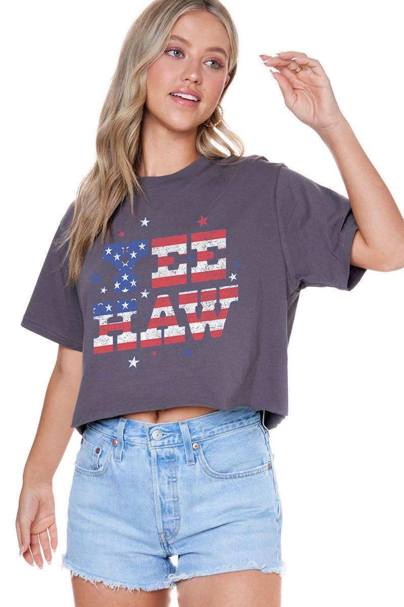 Yee Haw America Cropped Tee