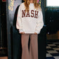 NASH |  Embroidered Mock Neck Sweatshirt