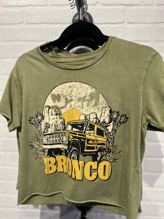 Olive Bronco Cropped Shirt