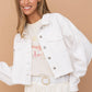 Star Rhinestone Fringe Back Elastic Denim Jacket