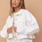 Star Rhinestone Fringe Back Elastic Denim Jacket