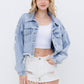 Star Rhinestone Fringe Back Elastic Denim Jacket