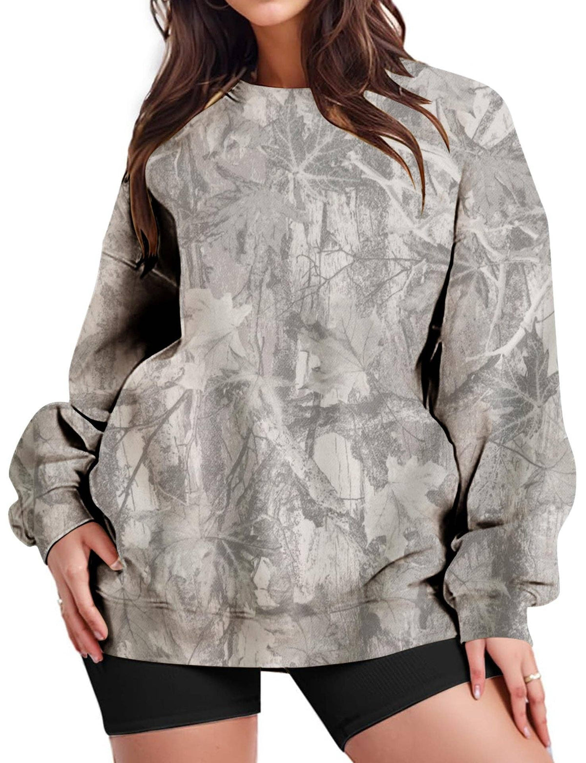 Suhkasana - Camo Branch Print Oversized Crewneck Sweatshirt