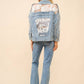 Denim Jacket with Lace Inset Raw Detail Oversized