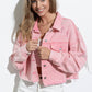 Star Rhinestone Fringe Back Elastic Denim Jacket