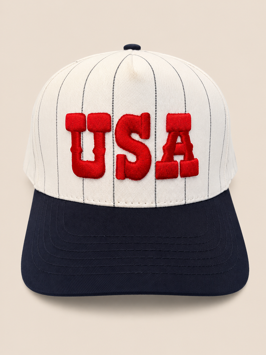 USA pinstrip trucker hat