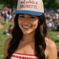 Red, White and Brunette Trucker Hat