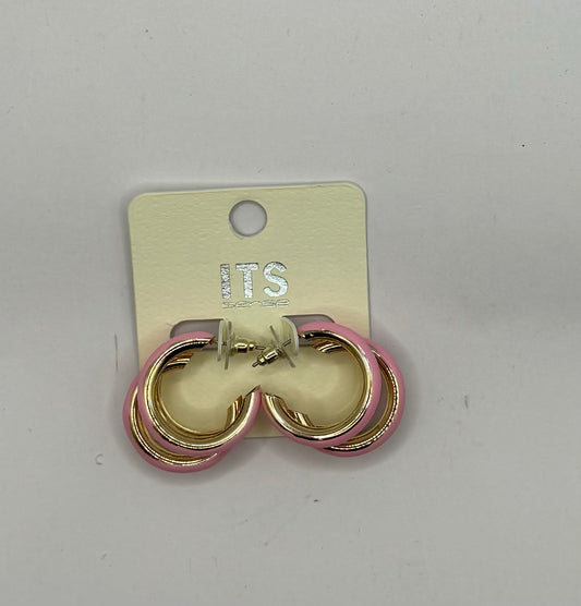 Pink Enamel Hoop Earrings