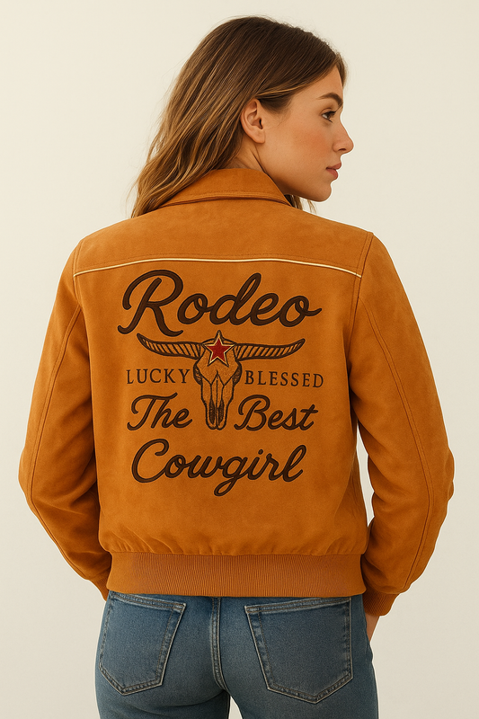 Suede Embroidered Bomber Jacket