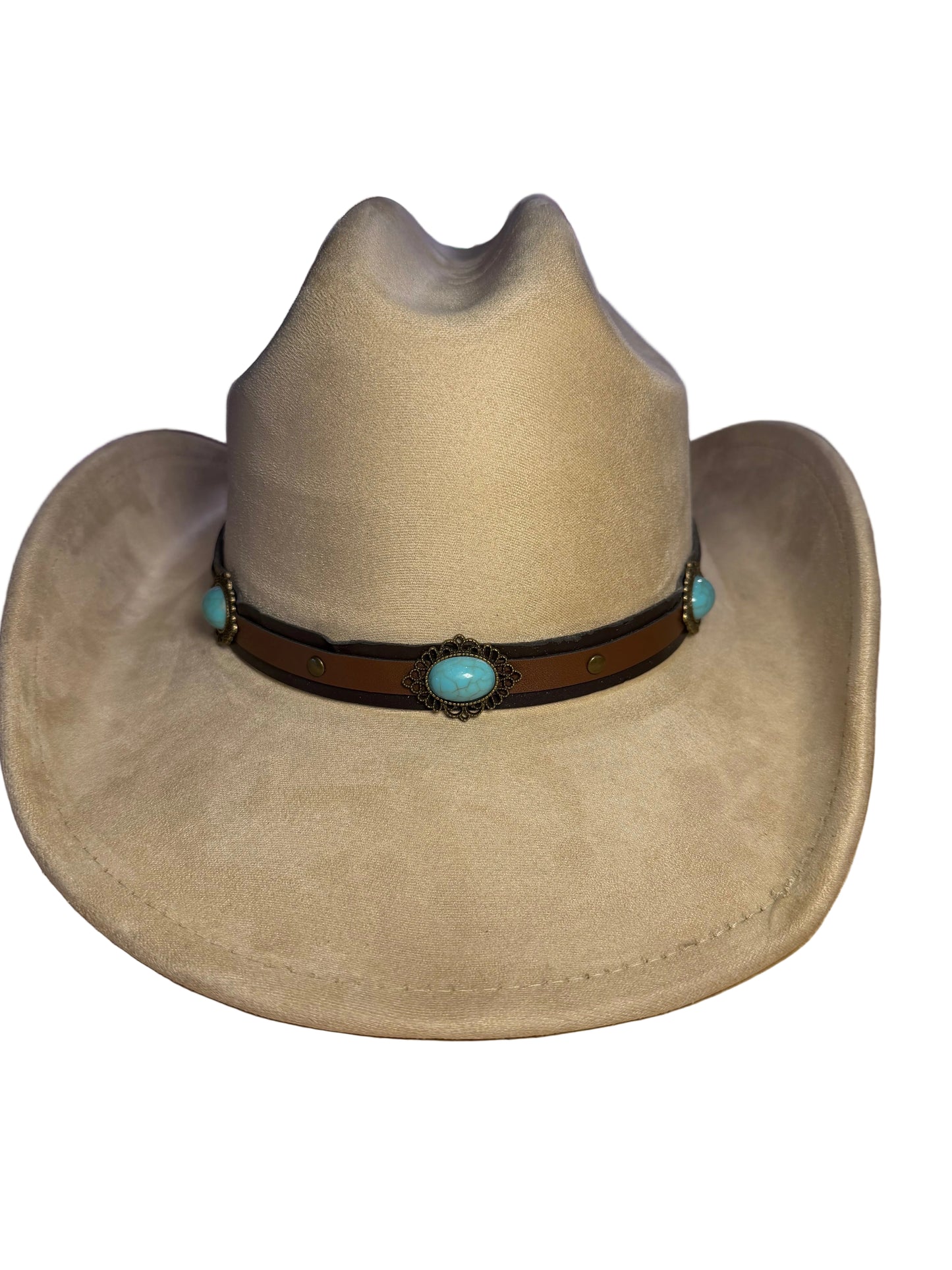 Beige cowboy hat with a turquoise stone  band