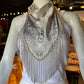 Silk Bandana with Rhinestone Fringe