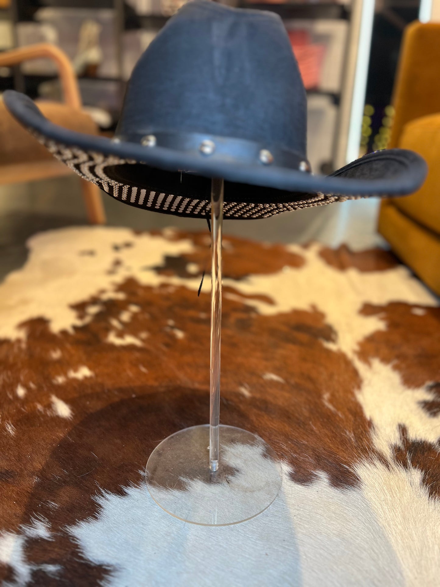 Black cowboy hat with studs