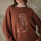Western Boot Embroidered sweater