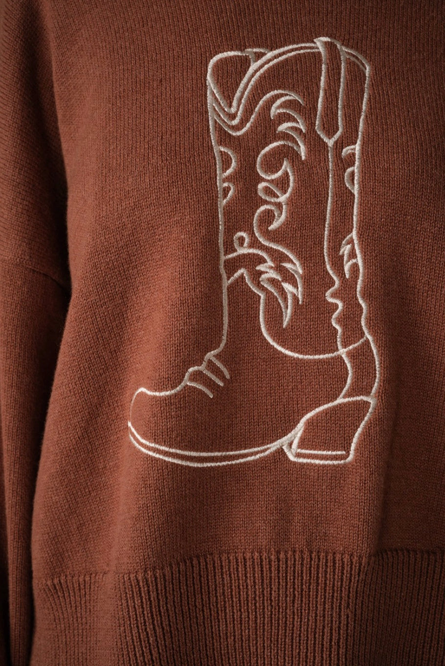Western Boot Embroidered sweater