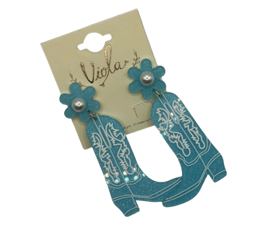 Glitter Boot with Flower Earring