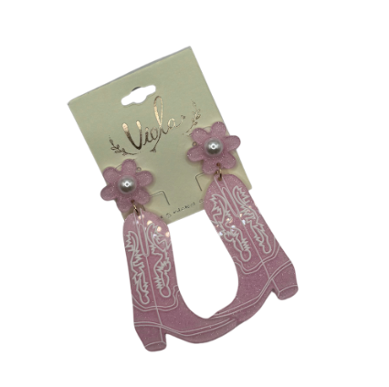 Glitter Boot with Flower Earring